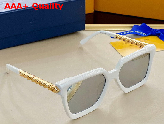 Louis Vuitton New Womens Square Sunglasses White Acetate Frame Blue Lenses Replica