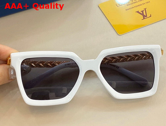 Louis Vuitton New Womens Square Sunglasses White Acetate Frame Blue Lenses Replica