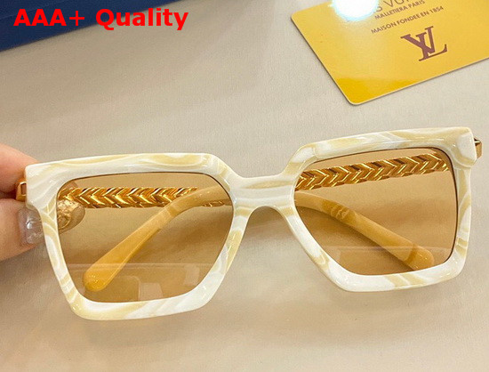 Louis Vuitton New Womens Square Sunglasses White Acetate Frame Blue Lenses Replica