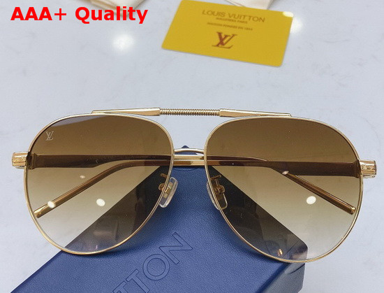 Louis Vuitton Pilot Sunglasses Gold Color Monogram Patterned Lenses Replica