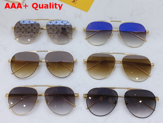 Louis Vuitton Pilot Sunglasses Gold Color Monogram Patterned Lenses Replica