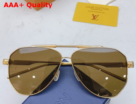 Louis Vuitton Pilot Sunglasses Gold Metal Frame Light Purple Lenses Replica