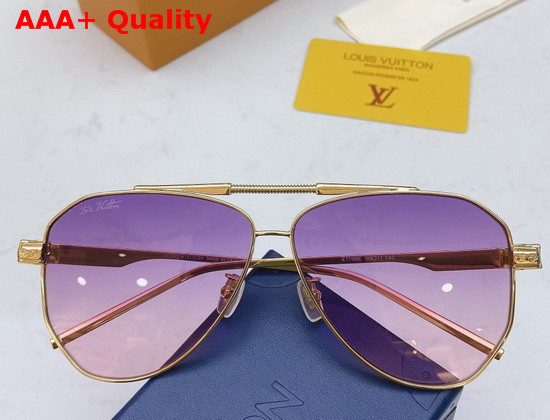 Louis Vuitton Pilot Sunglasses Gold Metal Frame Light Purple Lenses Replica