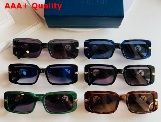 Louis Vuitton Rectangular Frame Acetate Sunglasses in Black Replica