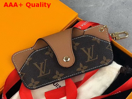 Louis Vuitton Sunglasses Holder in Monogram Canvas and Brown Leather Replica