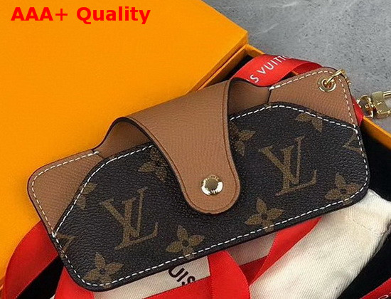 Louis Vuitton Sunglasses Holder in Monogram Canvas and Brown Leather Replica