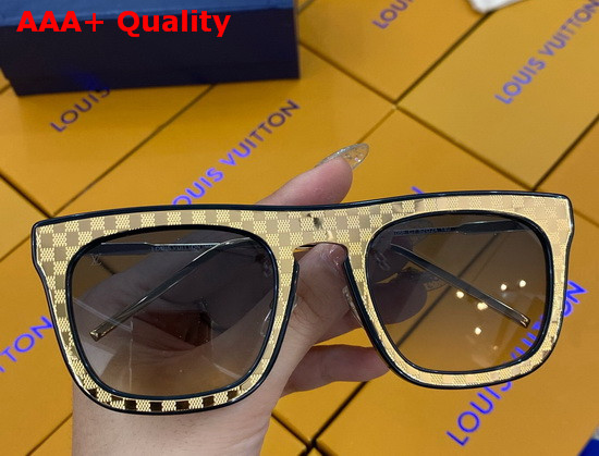 Louis Vuitton Womens Sunglasses Damier Patterned Frame Gold Replica