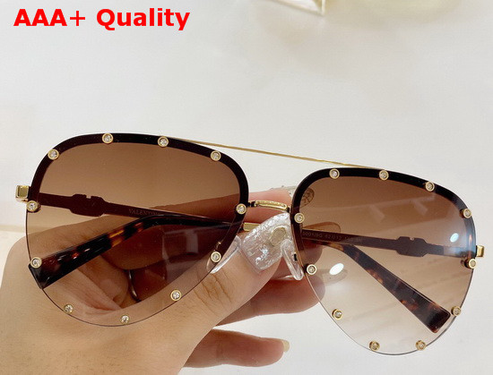 Valentino Crystal Studded Pilot Sunglasses Coffee Replica