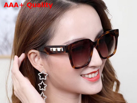 Valentino Square Acetate Sunglasses in Black with Studs Replica