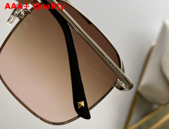 Valentino Squared Metal Frame Sunglasses Tea Color Lenses Replica