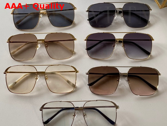 Valentino Squared Metal Frame Sunglasses Tea Color Lenses Replica