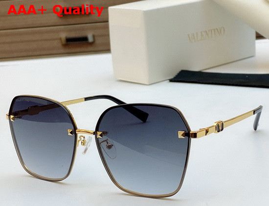 Valentino Squared Metal Frame Sunglasses with Studs Coffee Lenses Replica