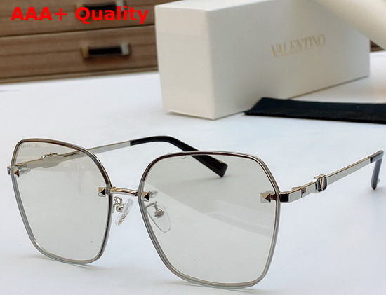 Valentino Squared Metal Frame Sunglasses with Studs Coffee Lenses Replica