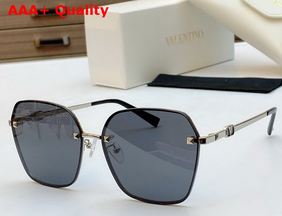 Valentino Squared Metal Frame Sunglasses with Studs Coffee Lenses Replica