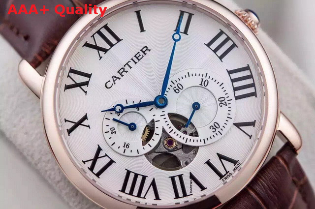 Cartier Totonde De Cartier Flying Tourbilon Watch Pink Gold Leather Strap for Sale