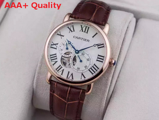 Cartier Totonde De Cartier Flying Tourbilon Watch Pink Gold Leather Strap for Sale