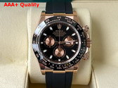 Rolex Cosmograph Daytona Oyster 40mm Everose Gold and Black Dial Black Rubber Watchband Replica