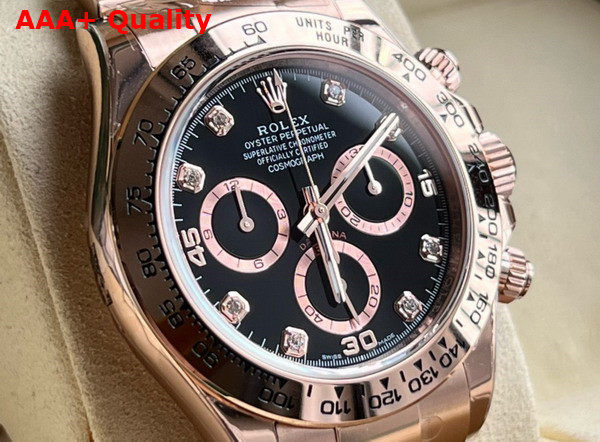 Rolex Cosmograph Daytona Oyster 40mm Everose Gold and Black Dial with Diamonds Replica