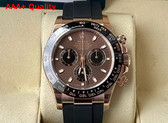 Rolex Cosmograph Daytona Oyster 40mm Everose Gold and Chocolate Dial Black Rubber Watchband Replica