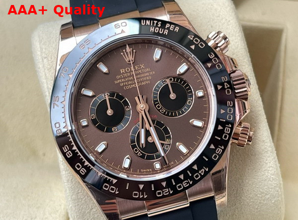 Rolex Cosmograph Daytona Oyster 40mm Everose Gold and Chocolate Dial Black Rubber Watchband Replica