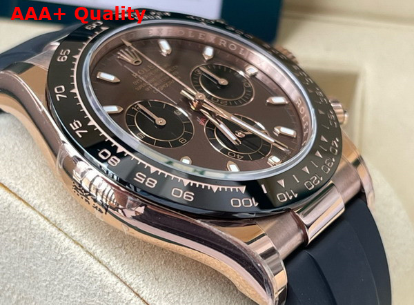 Rolex Cosmograph Daytona Oyster 40mm Everose Gold and Chocolate Dial Black Rubber Watchband Replica