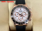 Rolex Cosmograph Daytona Oyster 40mm Everose Gold and White Dial Rubber Band Replica