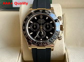 Rolex Cosmograph Daytona Oyster 40mm Yellow Gold and Black Dial Black Rubber Watchband Replica