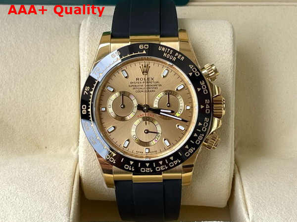 Rolex Cosmograph Daytona Oyster 40mm Yellow Gold and Black Oysterflex Bracelet Replica