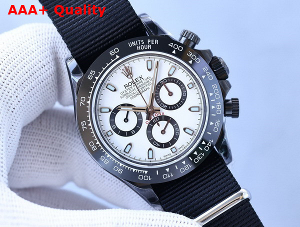 Rolex Cosmograph Daytona Watch with Nylon Strap Black and White Replica