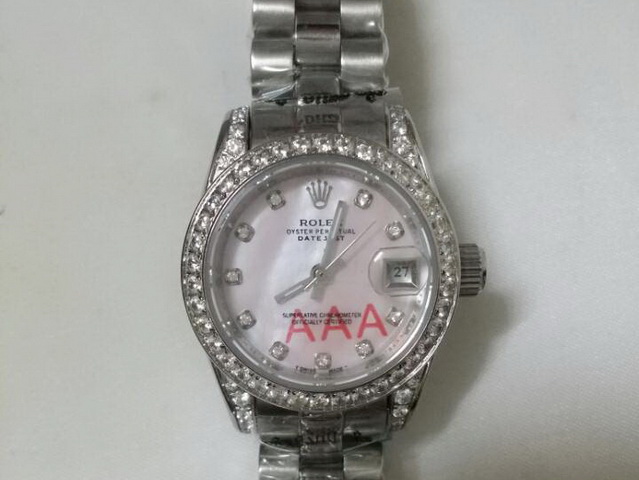 Rolex Lady Date Just 26 White Gold And Diamonds Pink Mother Of Pearl Dial for Sale