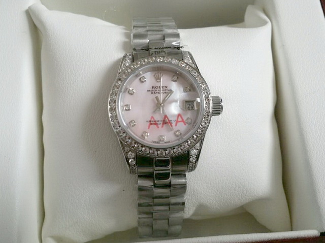 Rolex Lady Date Just 26 White Gold And Diamonds Pink Mother Of Pearl Dial for Sale