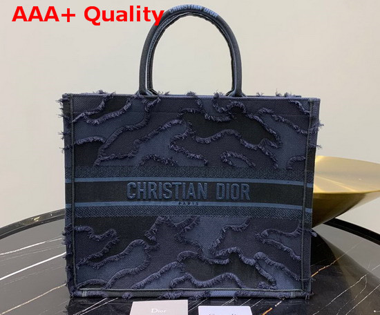 Blue Dior Book Tote Camouflage Embroidered Canvas Bag Replica