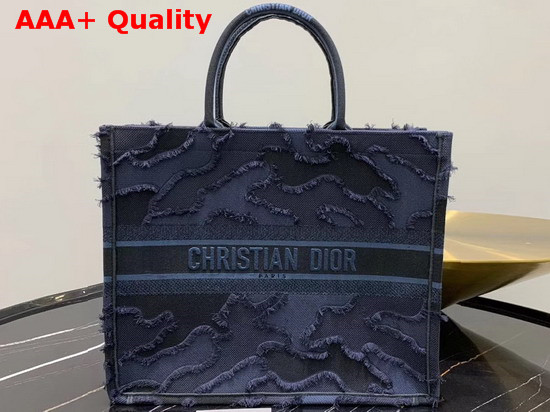 Blue Dior Book Tote Camouflage Embroidered Canvas Bag Replica