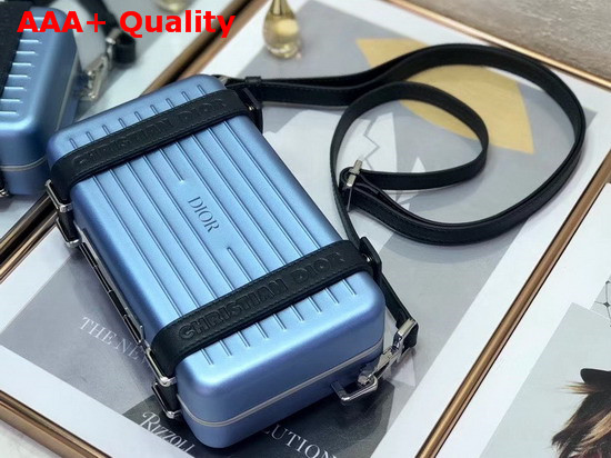 Blue Dior and Rimowa Aluminum Personal Clutch On Strap Replica