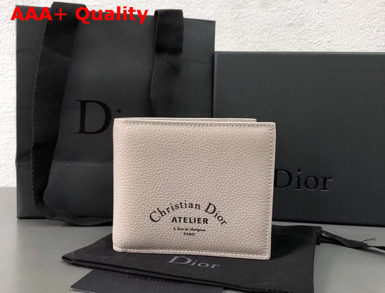 Christian Dior Atelier Wallet in Beige Grained Calfskin Replica