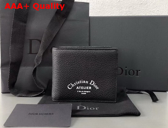 Christian Dior Atelier Wallet in Black Grained Calfskin Replica