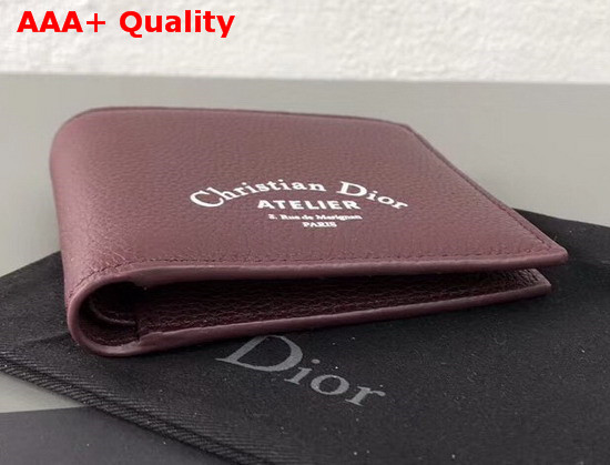 Christian Dior Atelier Wallet in Burgundy Grained Calfskin Replica