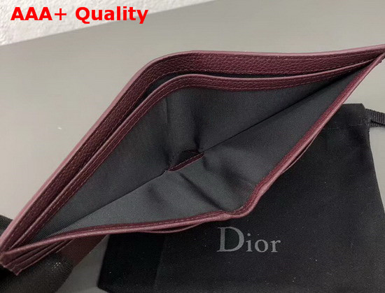 Christian Dior Atelier Wallet in Burgundy Grained Calfskin Replica