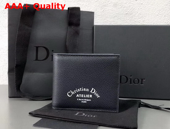 Christian Dior Atelier Wallet in Navy Blue Grained Calfskin Replica