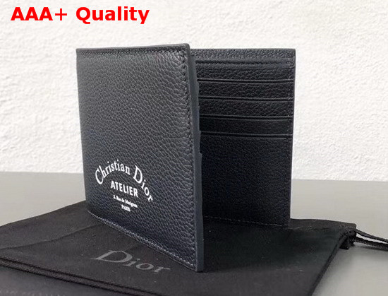 Christian Dior Atelier Wallet in Navy Blue Grained Calfskin Replica