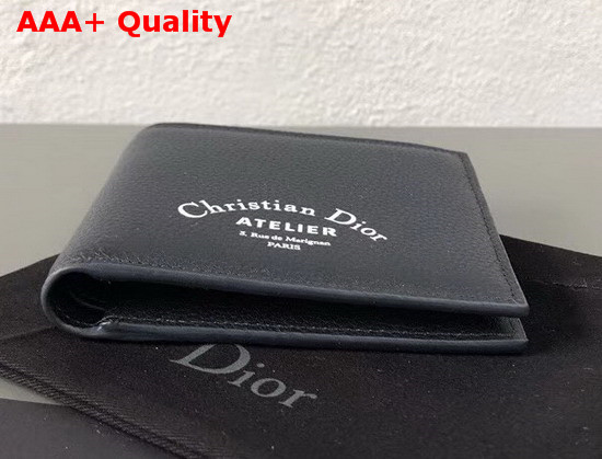 Christian Dior Atelier Wallet in Navy Blue Grained Calfskin Replica