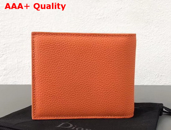 Christian Dior Atelier Wallet in Orange Grained Calfskin Replica