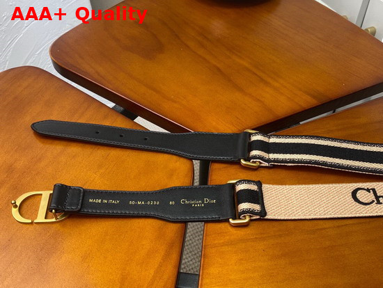 Christian Dior Belt Black and Cream Christian Dior Embroidered Canvas Replica