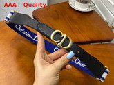 Christian Dior Belt Blue and Cream Christian Dior Embroidered Canvas Replica