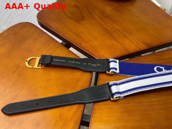 Christian Dior Belt Blue and Cream Christian Dior Embroidered Canvas Replica