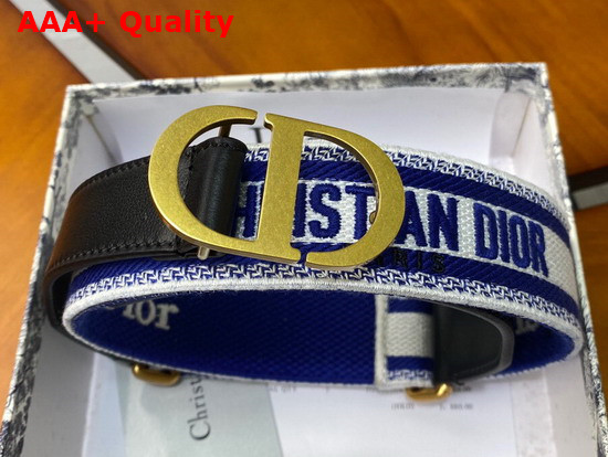 Christian Dior Belt Blue and Cream Christian Dior Embroidered Canvas Replica