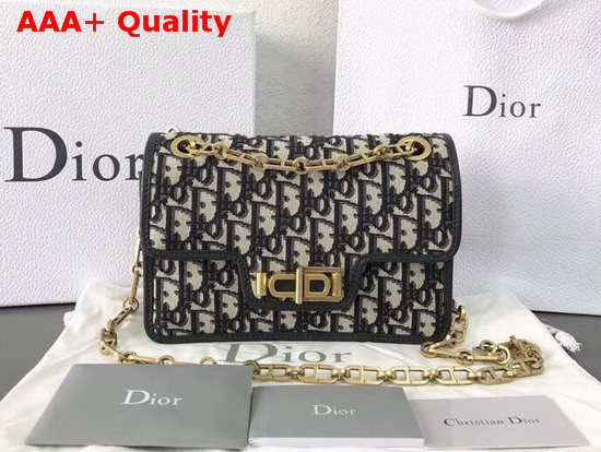 Christian Dior CD Flap Bag in Blue Canvas Replica