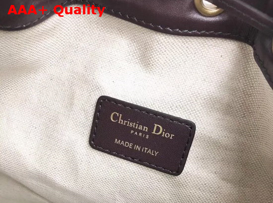 Christian Dior Drawstring Bag in Burgundy Dior Oblique Jacquard Canvas Replica