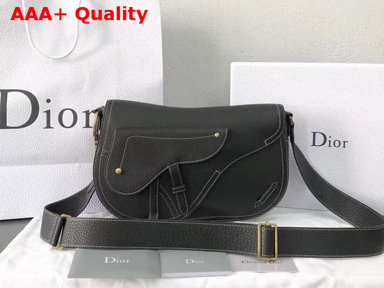 Christian Dior Leather Baudrier Saddle Bag in Black Grained Calfskin Replica