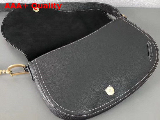 Christian Dior Leather Baudrier Saddle Bag in Black Grained Calfskin Replica